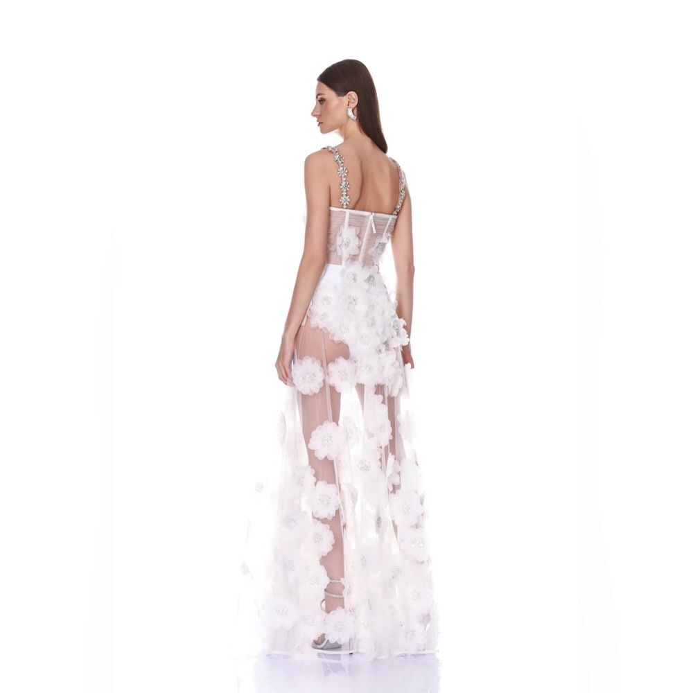 NWOT BRONX BANCO Anastasia Rosalie white Floral Sheer Corset Wedding Bridal Gown - Picture 4 of 16